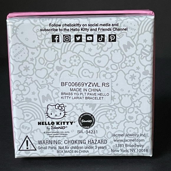 ✨🎀✨ Hello Kitty pave gold plated lariat bracelet with pink enamel bow 🎀 - Picture 3 of 3